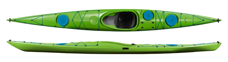 Design Kayaks Unplugged - Lime Green and Blue Deck Lines