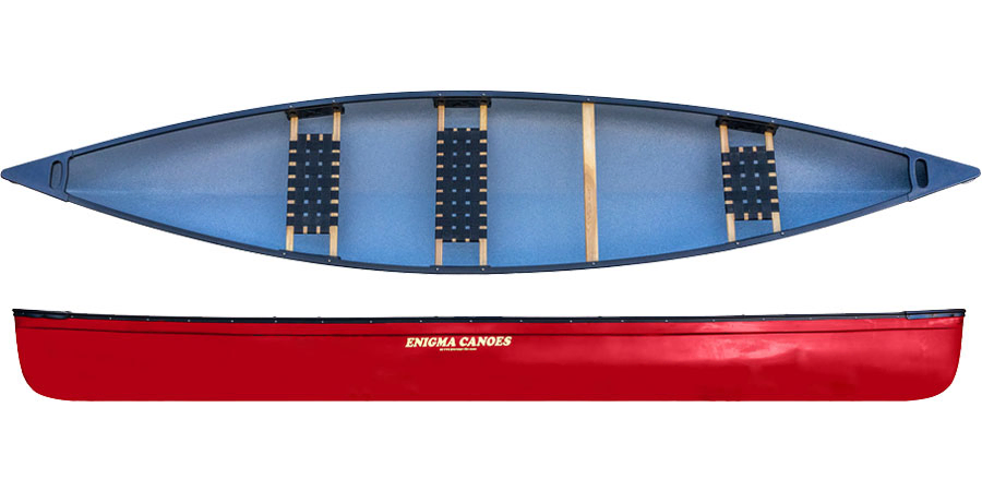 The Enigma Canoes Journey 164 with 3 Seats shown in the Red Colour