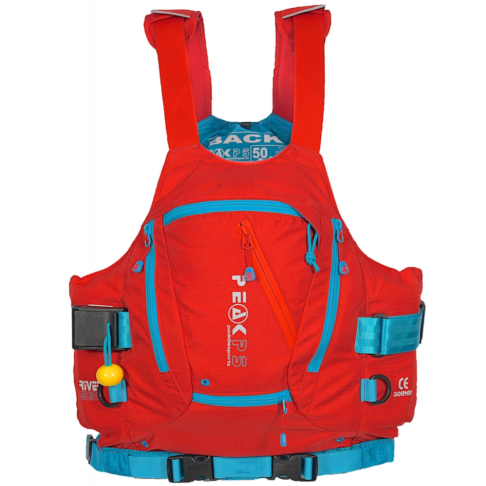 Peak River Guide Whitewater Paddling PFD Vest Red/Blue